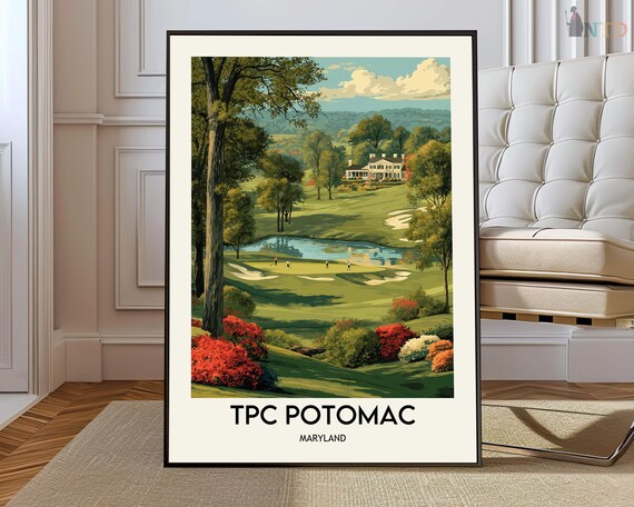 TPC Potomac Maryland Golf Course Vintage Travel Poster for Office
