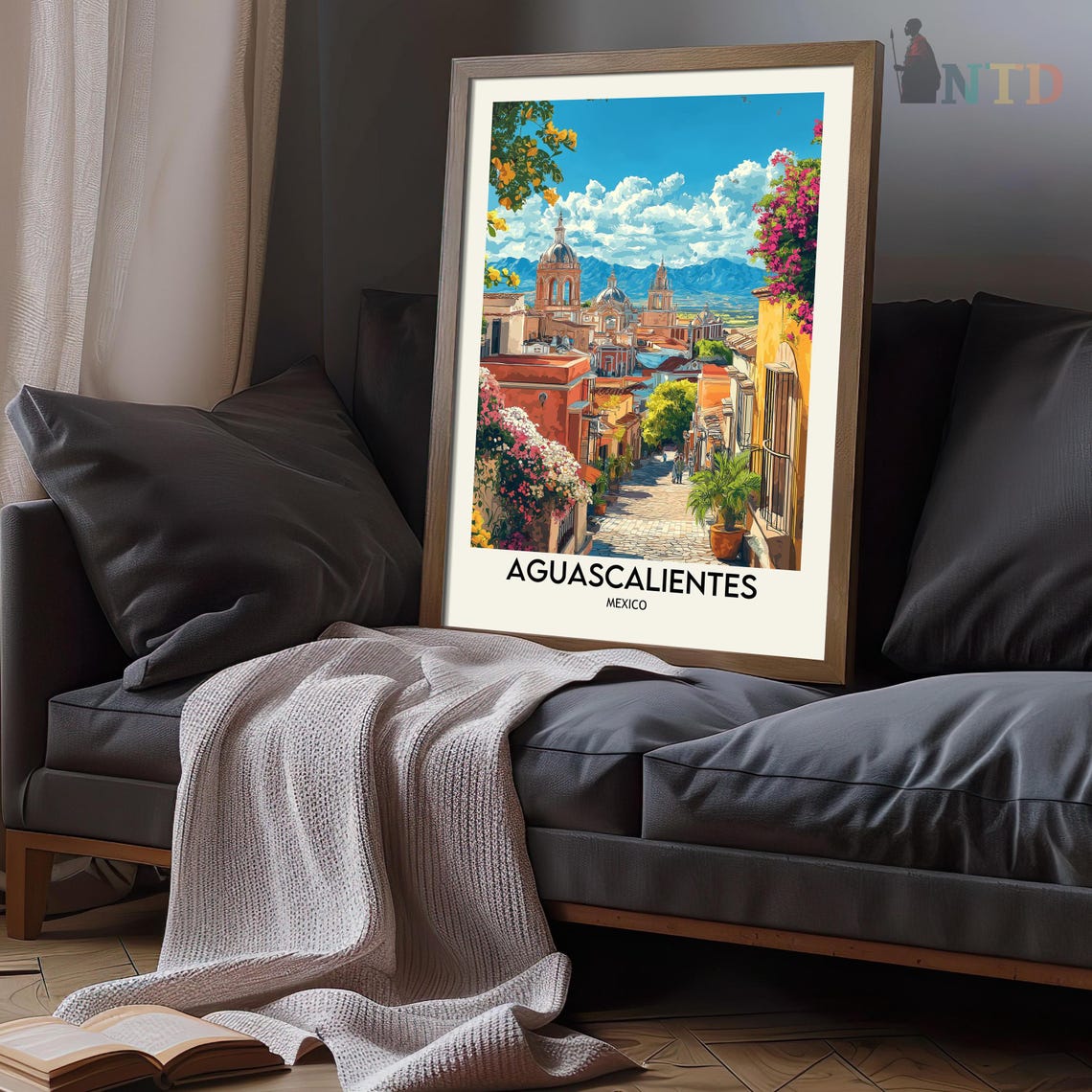 Aguascalientes Mexico Colonial Street Cathedral Travel Poster - Image 3