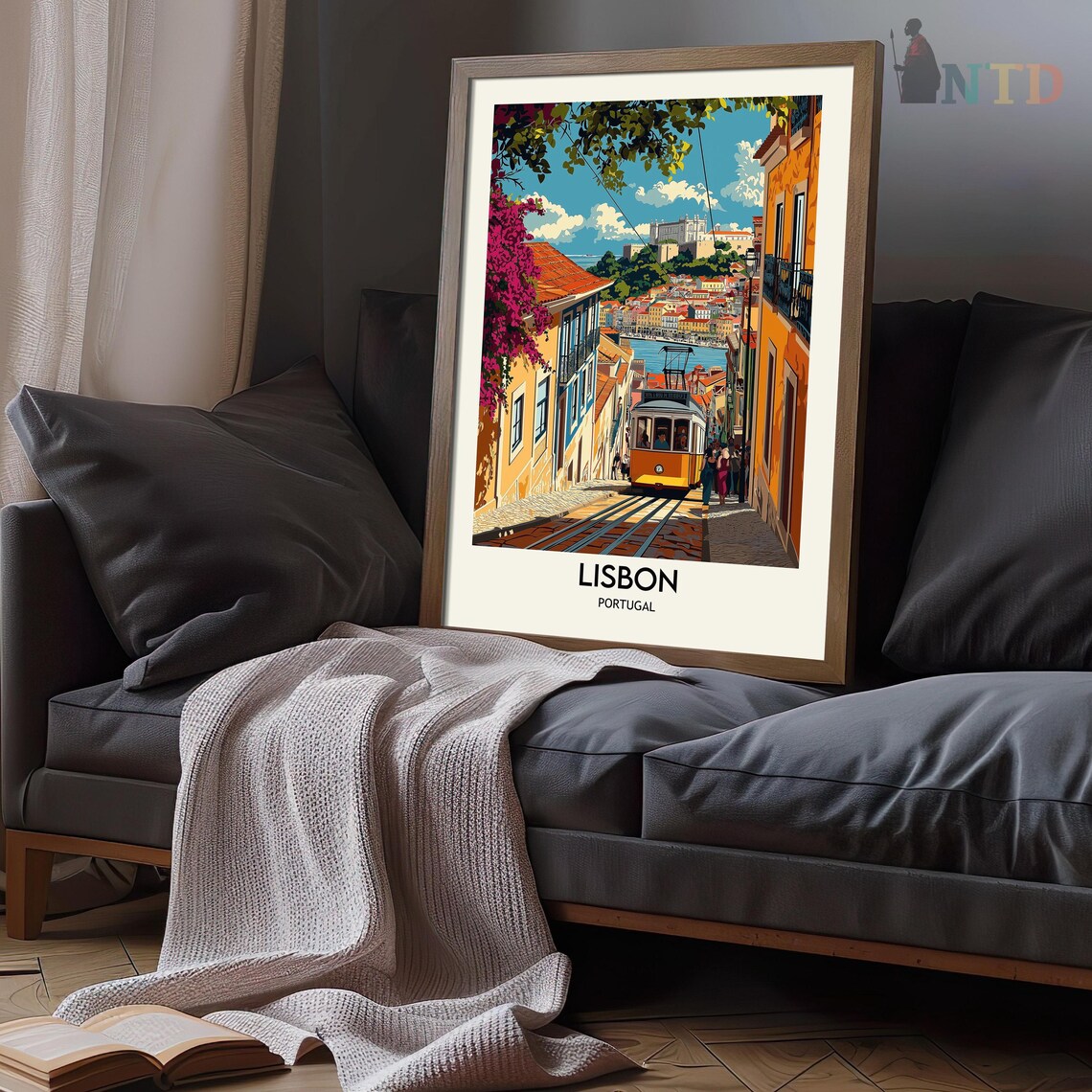 Lisbon, Portugal Travel Poster, City Skyline Art - Image 3