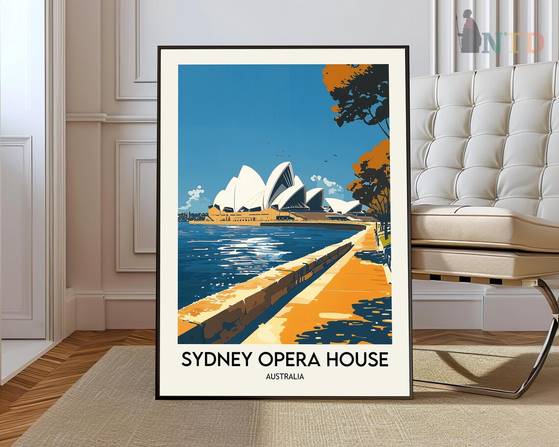 Sydney Opera House Golden Sunset Promenade Art Travel Poster