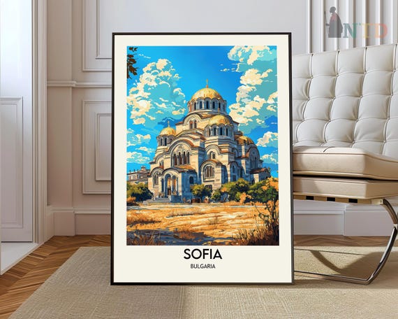 Sofia Travel Print Poster Bulgarian Art Bulgaria Lover Gift Wall Hanging Home Office Desk Decor Illustration