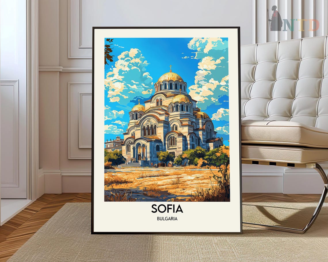 Sofia Bulgaria Alexander Nevsky Cathedral Golden Domes Travel Poster