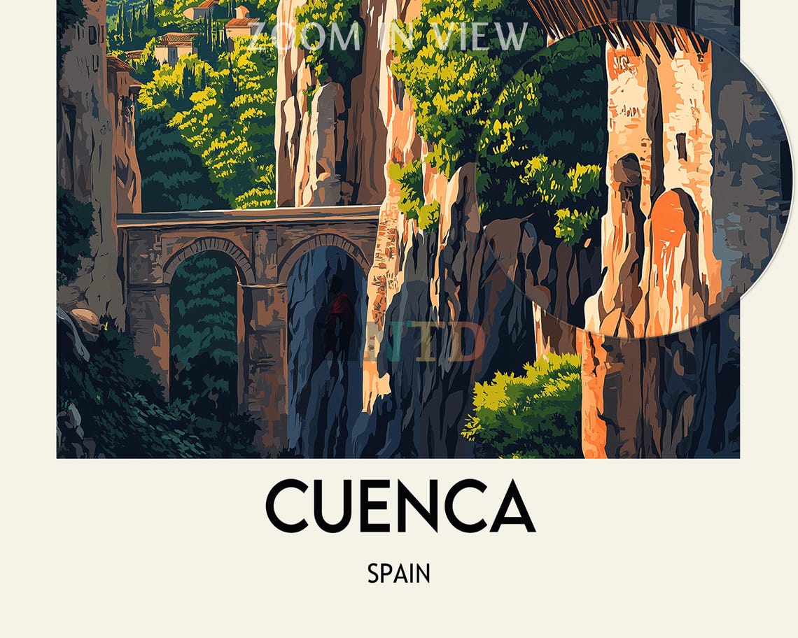 Cuenca Spain Hanging Houses Cliff Old Town Gorge Bridge Poster - Image 2