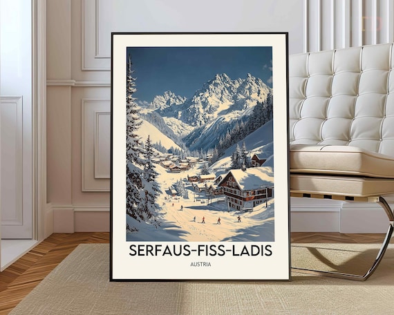 Serfaus Fiss Ladis Austria Ski Resort Winter Mountain Village Poster