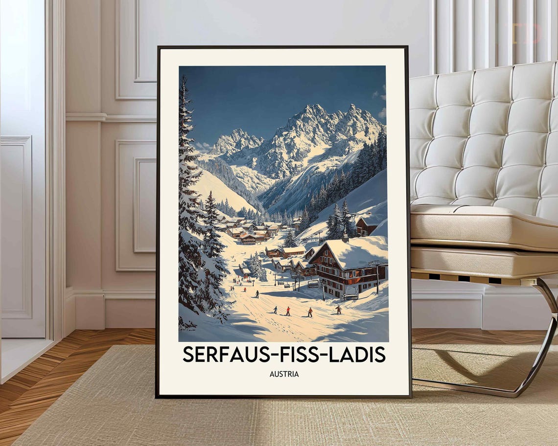 Serfaus Fiss Ladis Austria Ski Resort Winter Mountain Village Poster