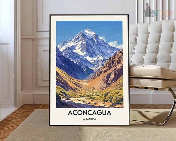 Aconcagua Poster Print Wall Art South America Travel Mendoza Argentina