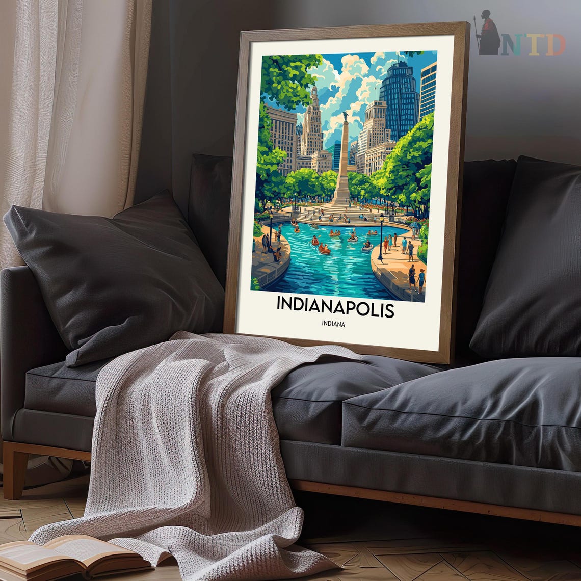 Indianapolis Indiana Downtown Canal Walk Monument Park Poster - Image 3