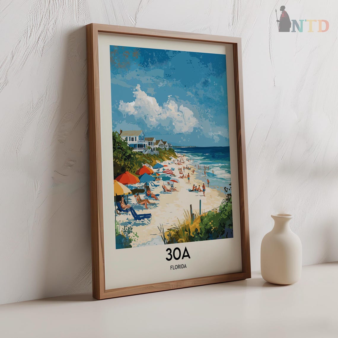 Sunny Beach Day With Colorful Umbrellas 30A Florida Travel Poster - Image 2