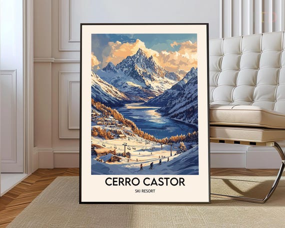 Cerro Castor Ski Resort Poster Wall Art Print Argentina