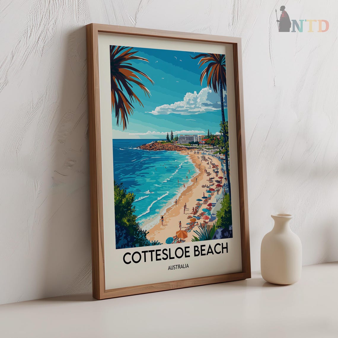 Cottesloe Beach Australia Curving Bay Framed By Palm Trees Poster - Image 2