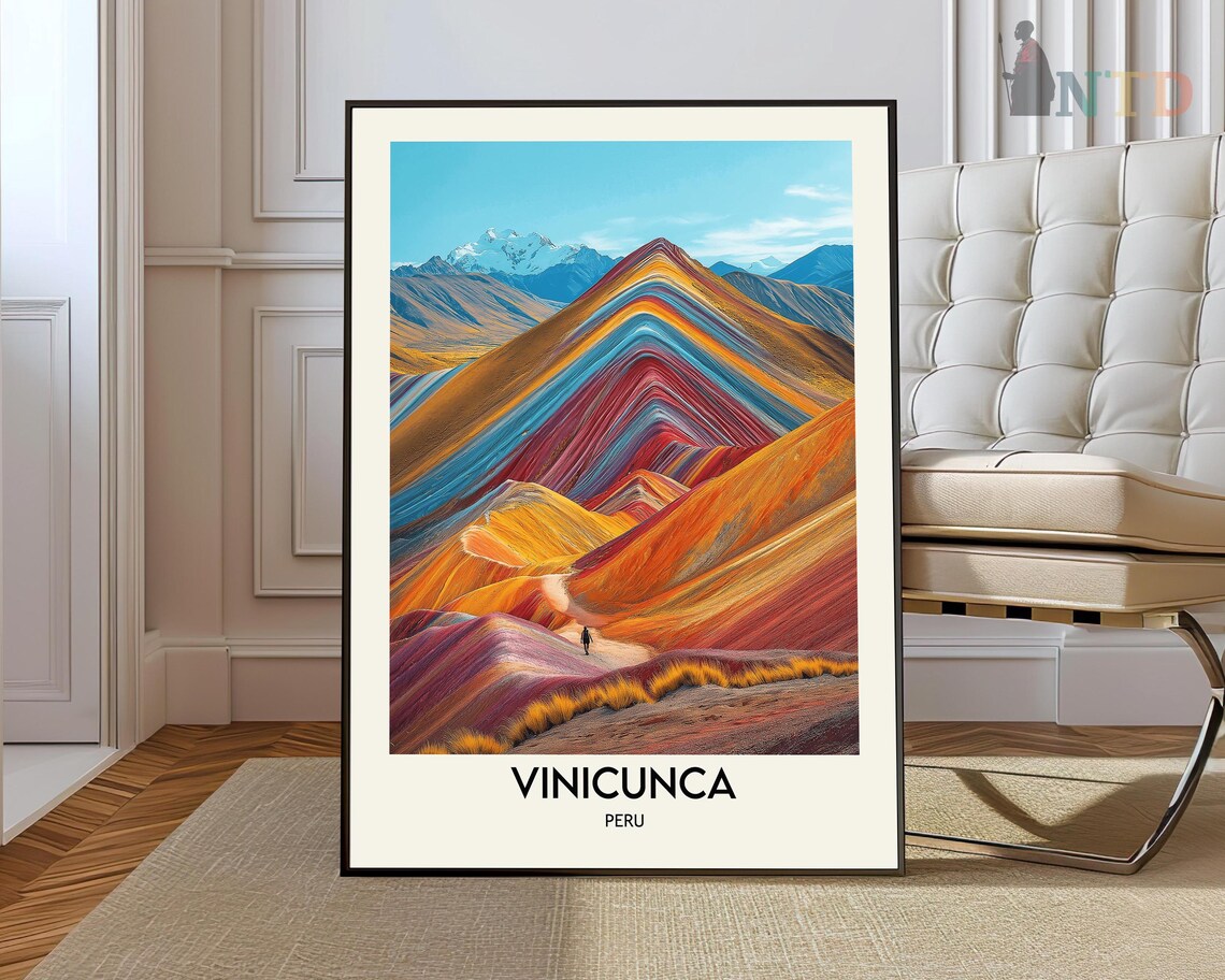 Vinicunca Peru Travel Poster, Landscape Art Print