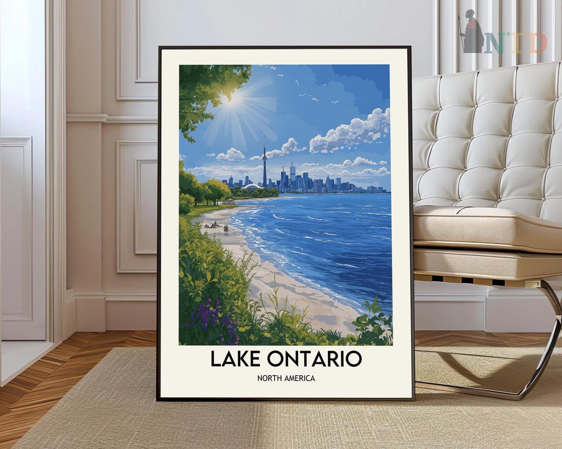 Lake Ontario Great Lakes Colorful Lakeside Scenery Travel Poster