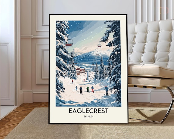 Eaglecrest Ski Area Gondola Night Snow Vintage Travel Poster
