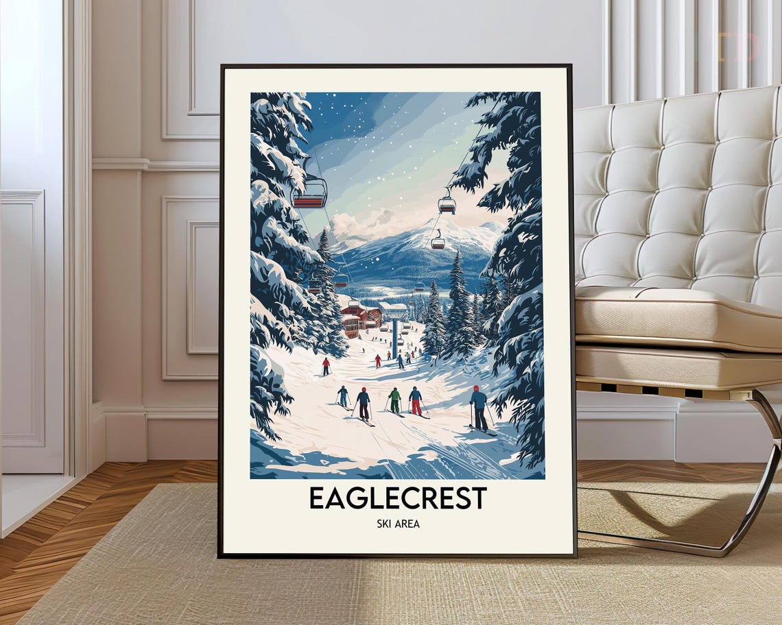 Eaglecrest Ski Area Gondola Night Snow Vintage Travel Poster