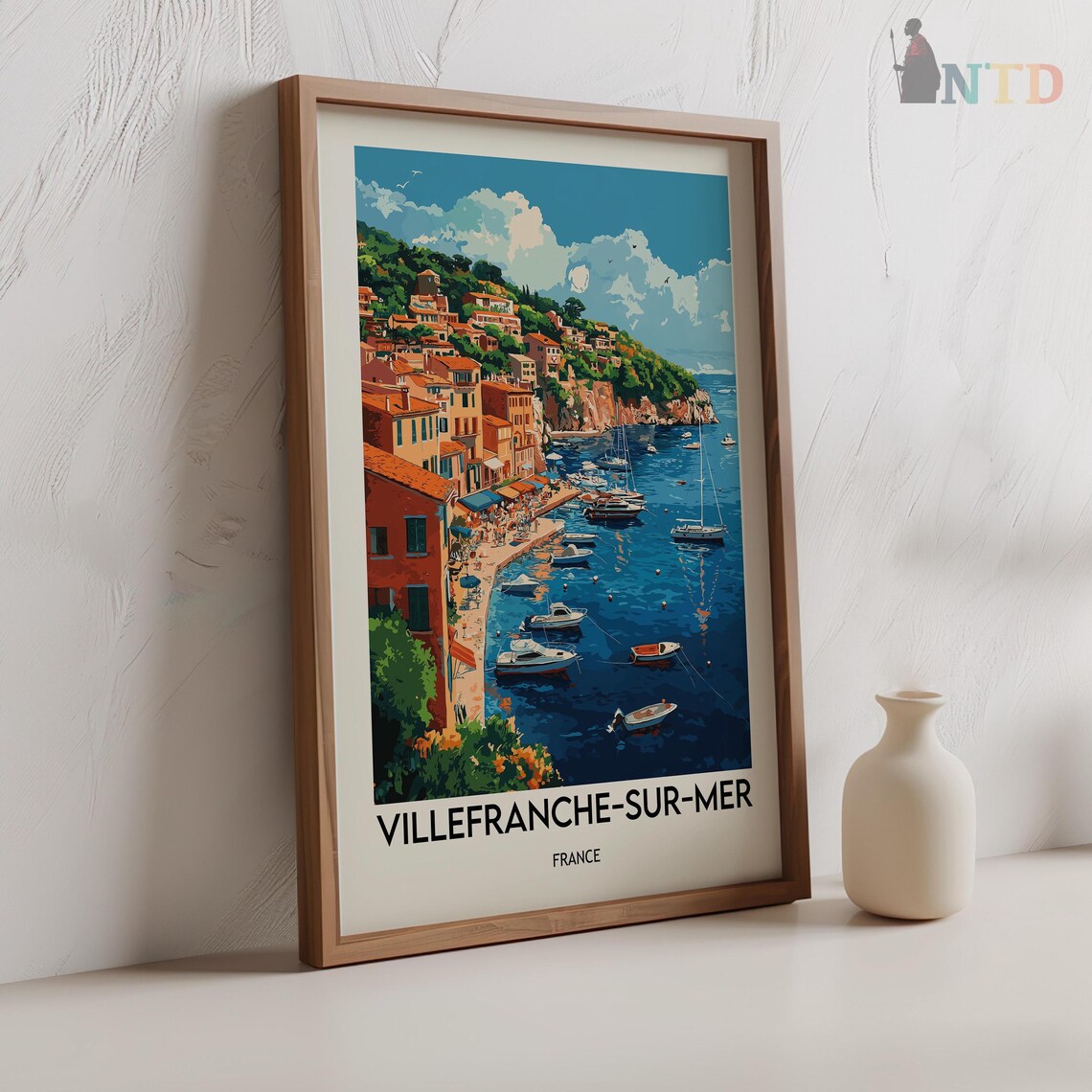 Villefranche sur Mer France Harbor Boats Vintage Travel Poster - Image 2