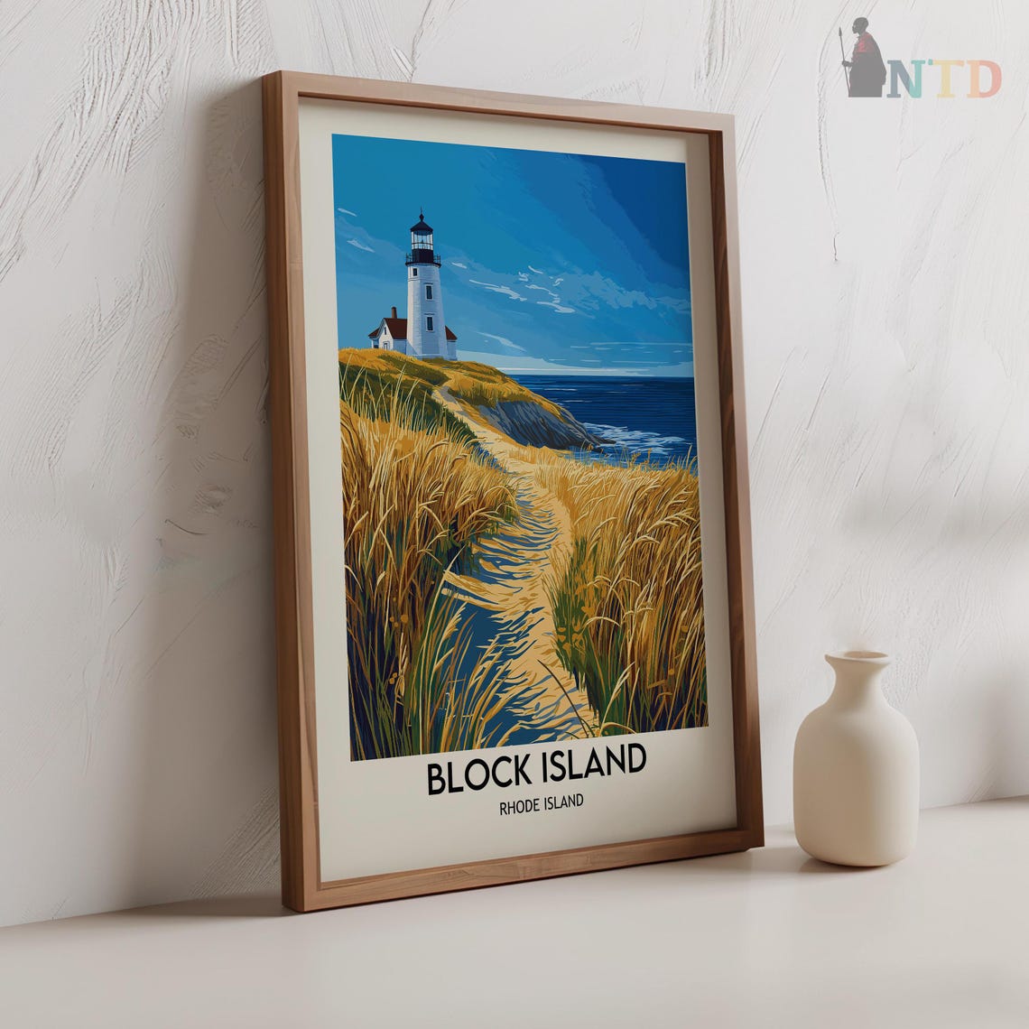 Block Island Rhode Island Lighthouse Dunes Coastal Travel Poster - Image 2