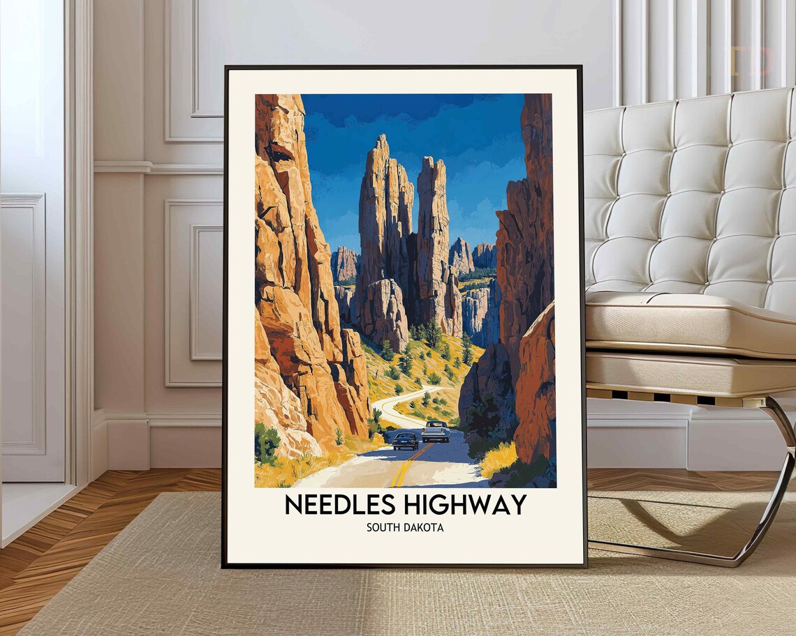 Needles Highway South Dakota Granite Rock Spires Road Travel Poster