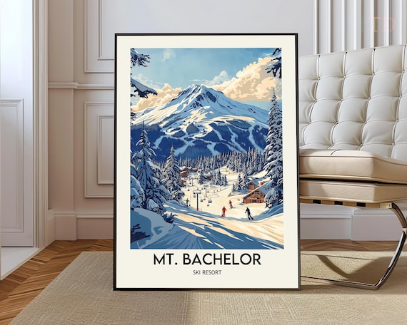 Mount Bachelor Ski Resort Travel Poster, Ski Resort