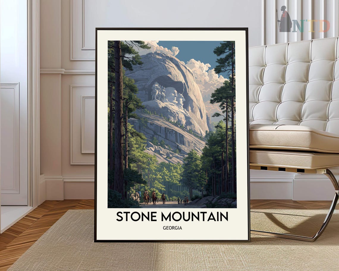 Stone Mountain Georgia Carved Peak Pine Forest Landscape Poster