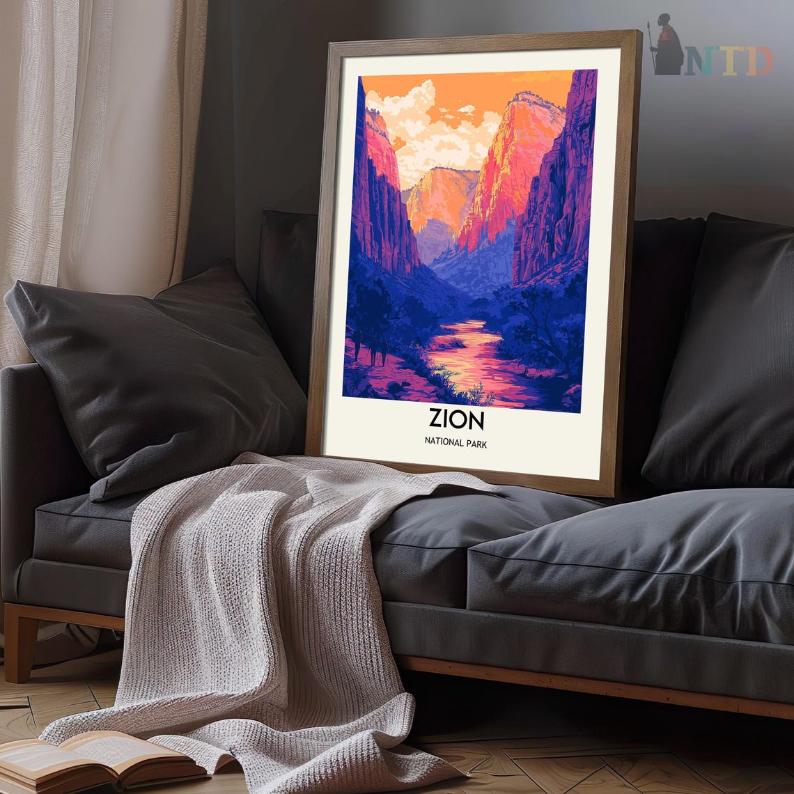 Zion National Park Utah Canyon River Dusk Vintage Travel Poster - Image 3