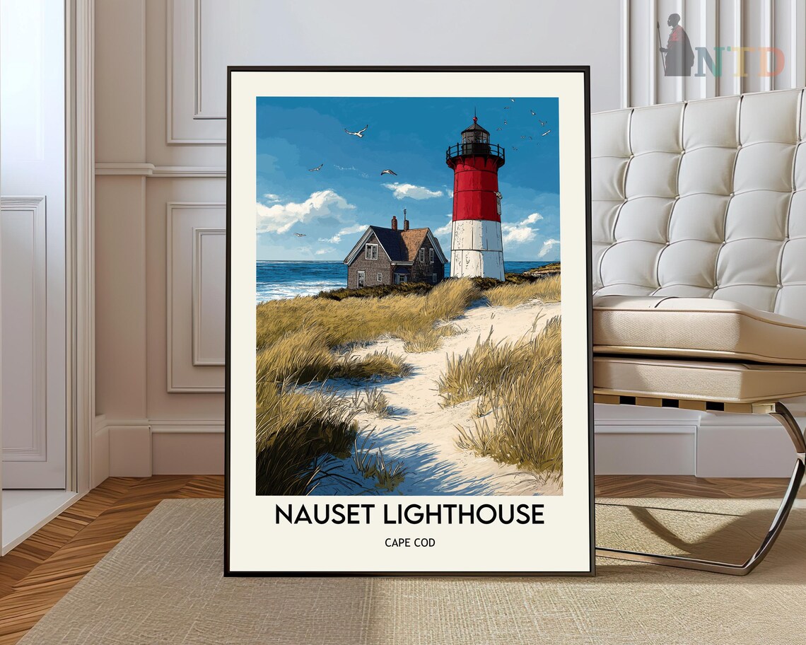 Nauset Lighthouse Travel Poster, Eastham Wall Art