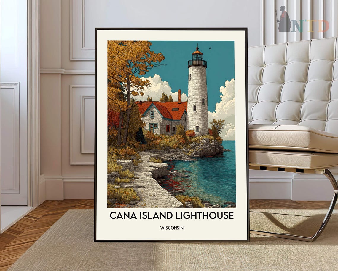 Cana Island Lighthouse Stone Footpath Keeper House Wisconsin Poster