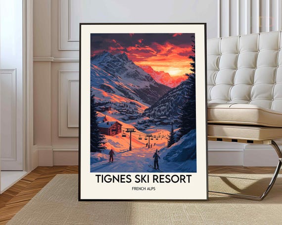 Tignes Ski Resort Poster Wall Art Print Photo French Alps