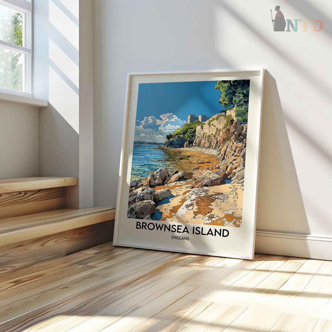Brownsea Island Cliffside Castle Seashore Vintage Travel Poster - Image 3