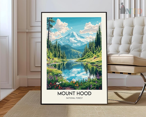 Mount Hood National Forest Mirror Lake Summer Wildflower Poster