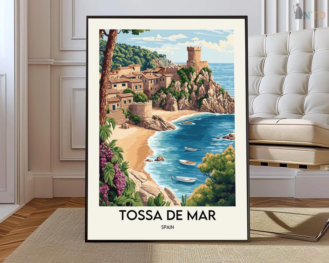 Tossa de Mar Spain Castle Cove Beach Costa Brava Travel Poster