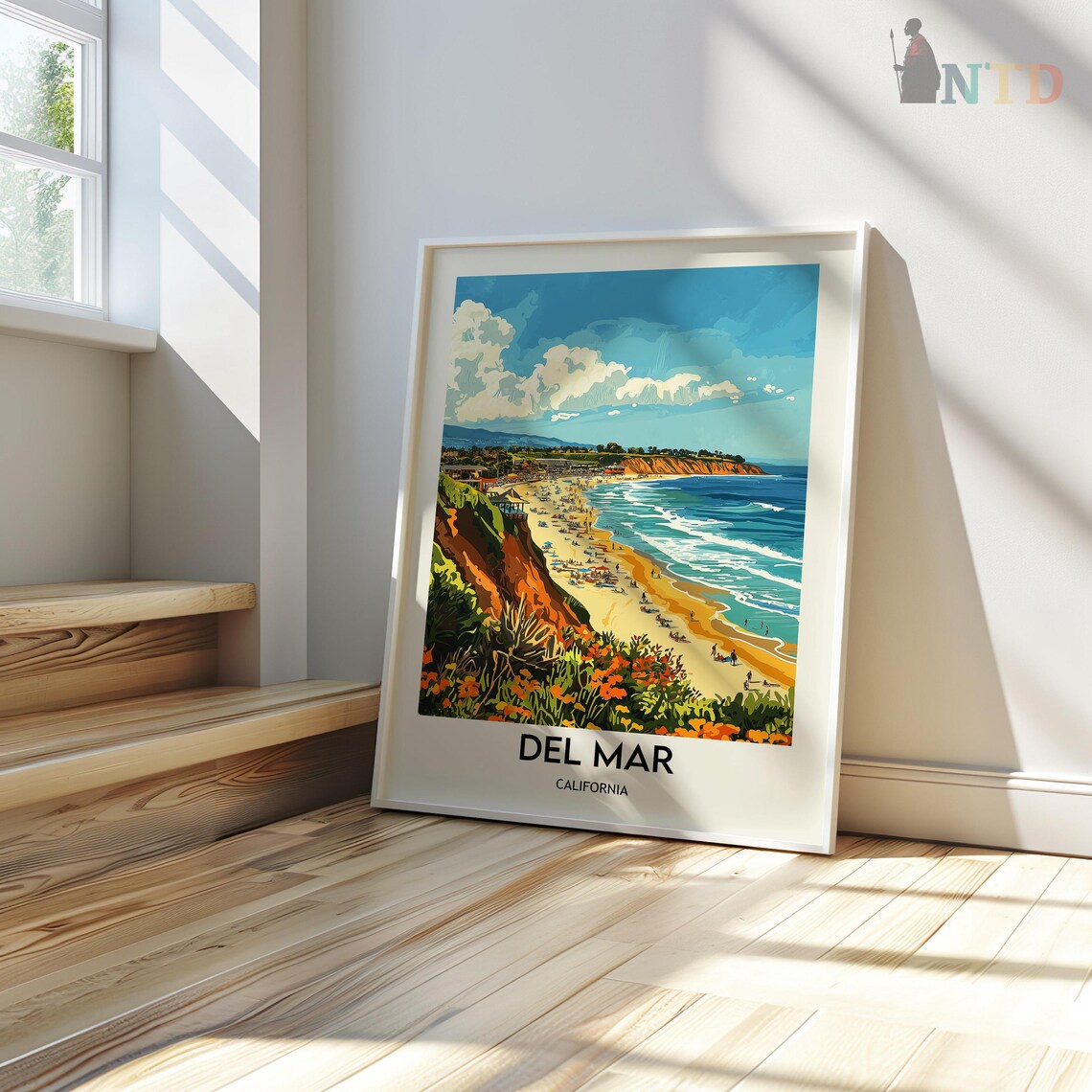 Del Mar California Cliff Beach Poppies Surf Coastline Summer Poster - Image 3