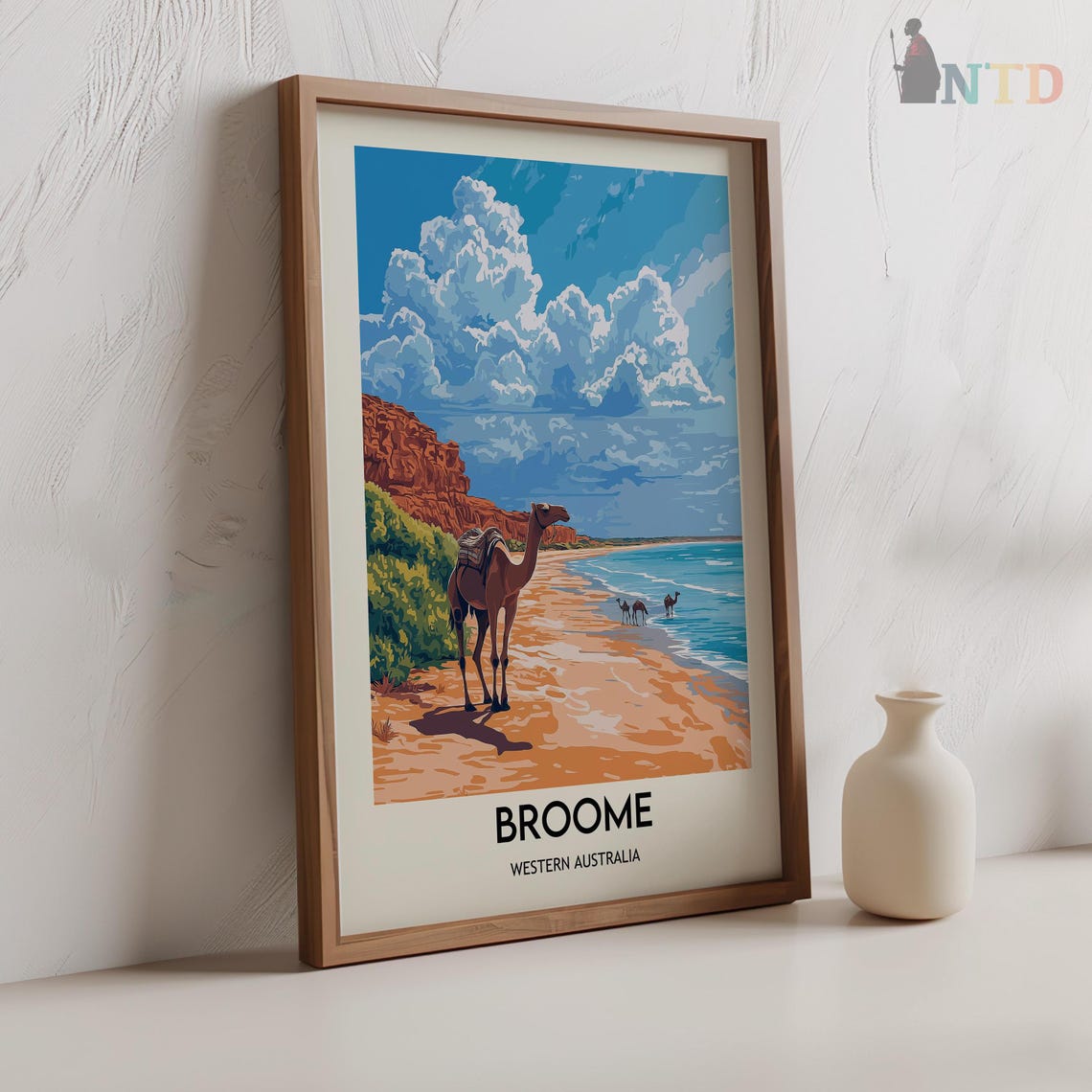 Broome Western Australia Camel Beach Red Cliffs Travel Poster - Image 2