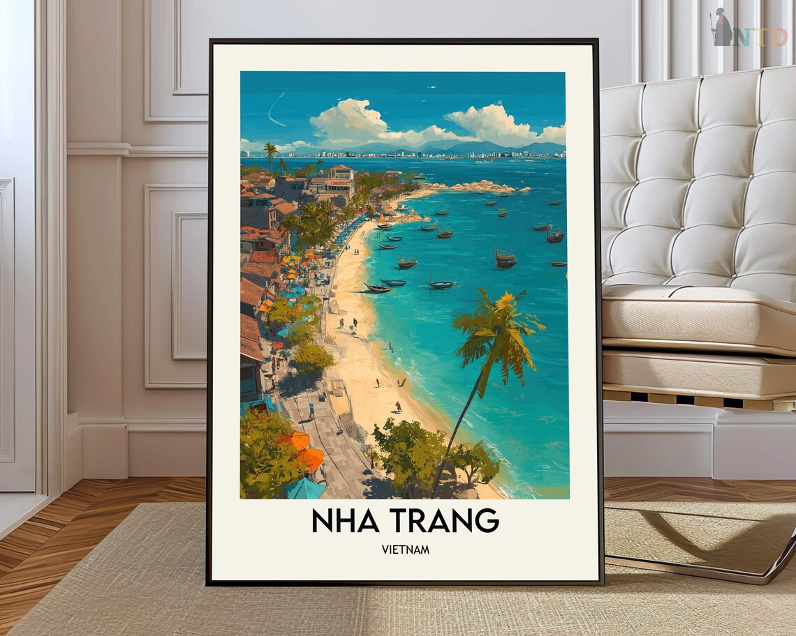 Nha Trang Travel Poster, City Map Art Print