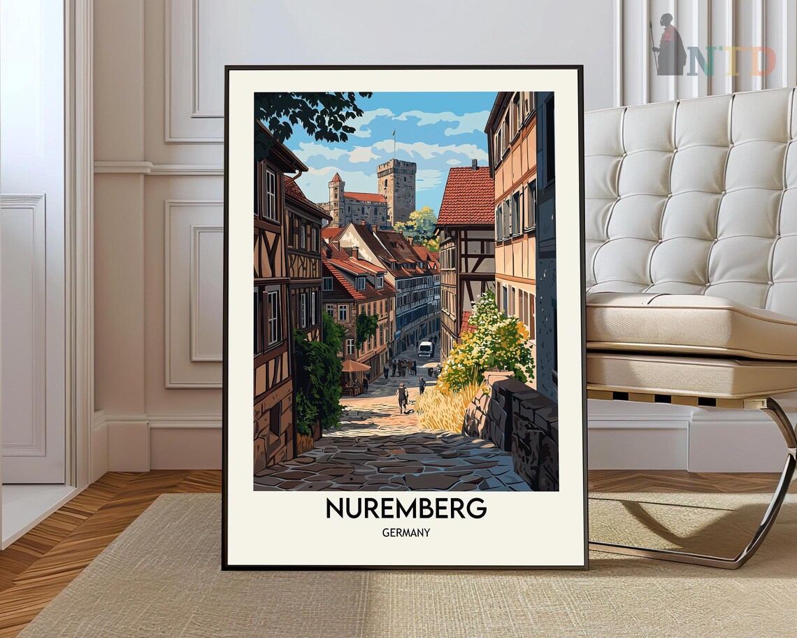 Nuremberg Germany Historic Old Town Castle Towers Travel Poster