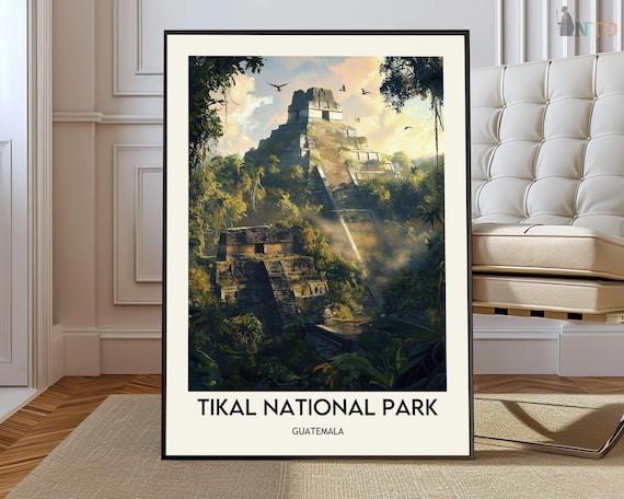Tikal National Park Guatemala Mayan Pyramid Jungle Travel Poster
