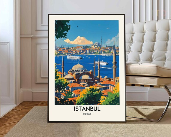 Istanbul Hagia Sophia Skyline Travel Poster with Majestic Dome Views