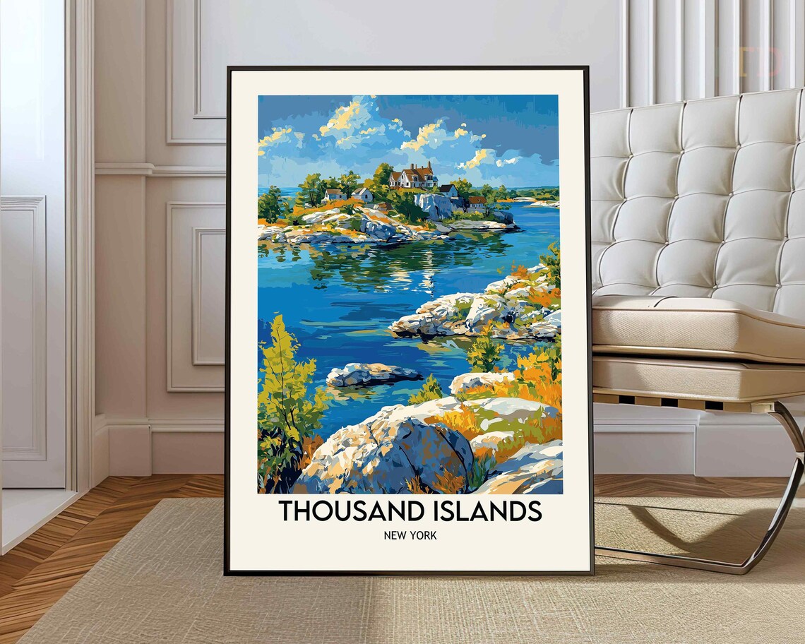 Thousand Islands Watercolor Travel Poster, Ontario
