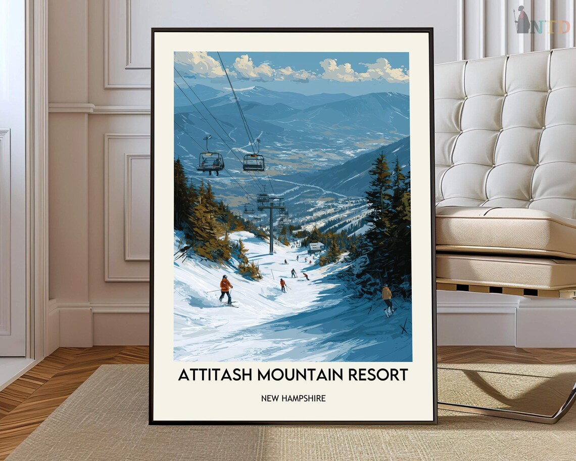 Attitash Mountain Resort Travel Poster, New Hampshire