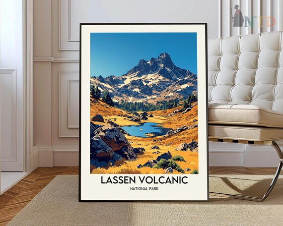 Lassen Volcanic National Park Peak Golden Valley Travel Poster