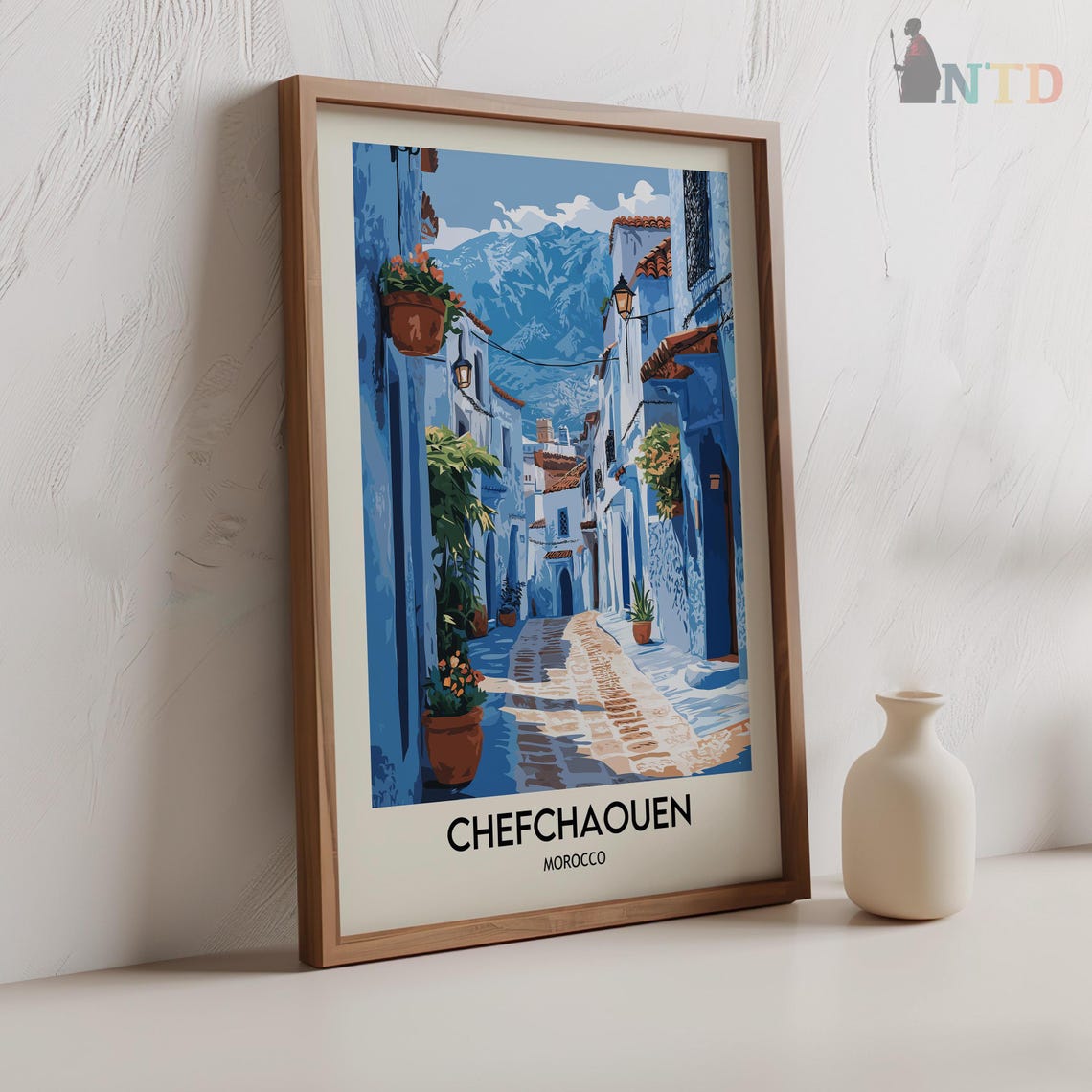 Chefchaouen Blue Painted Alley Morocco Mountain Travel Poster - Image 2