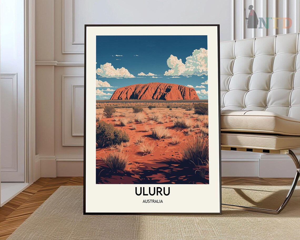 Uluru Australia Red Sandstone Monolith Desert Outback Scene Poster