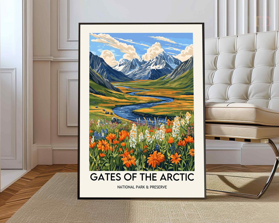 Gates Of The Arctic Wildflower Meadow River Summer Travel Poster