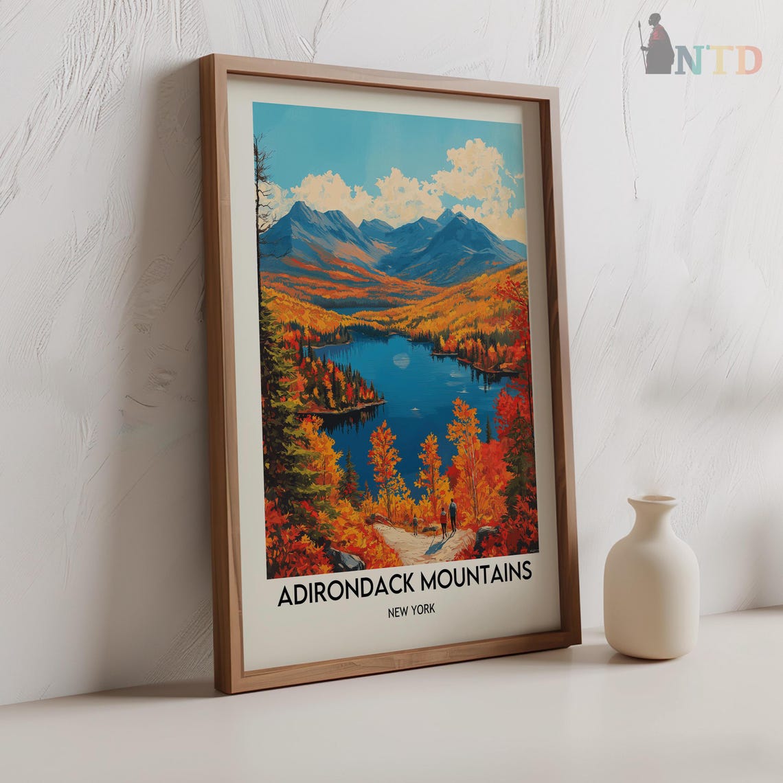 Adirondack Mountains New York Hiking Trail Overlook Lake Poster - Image 2