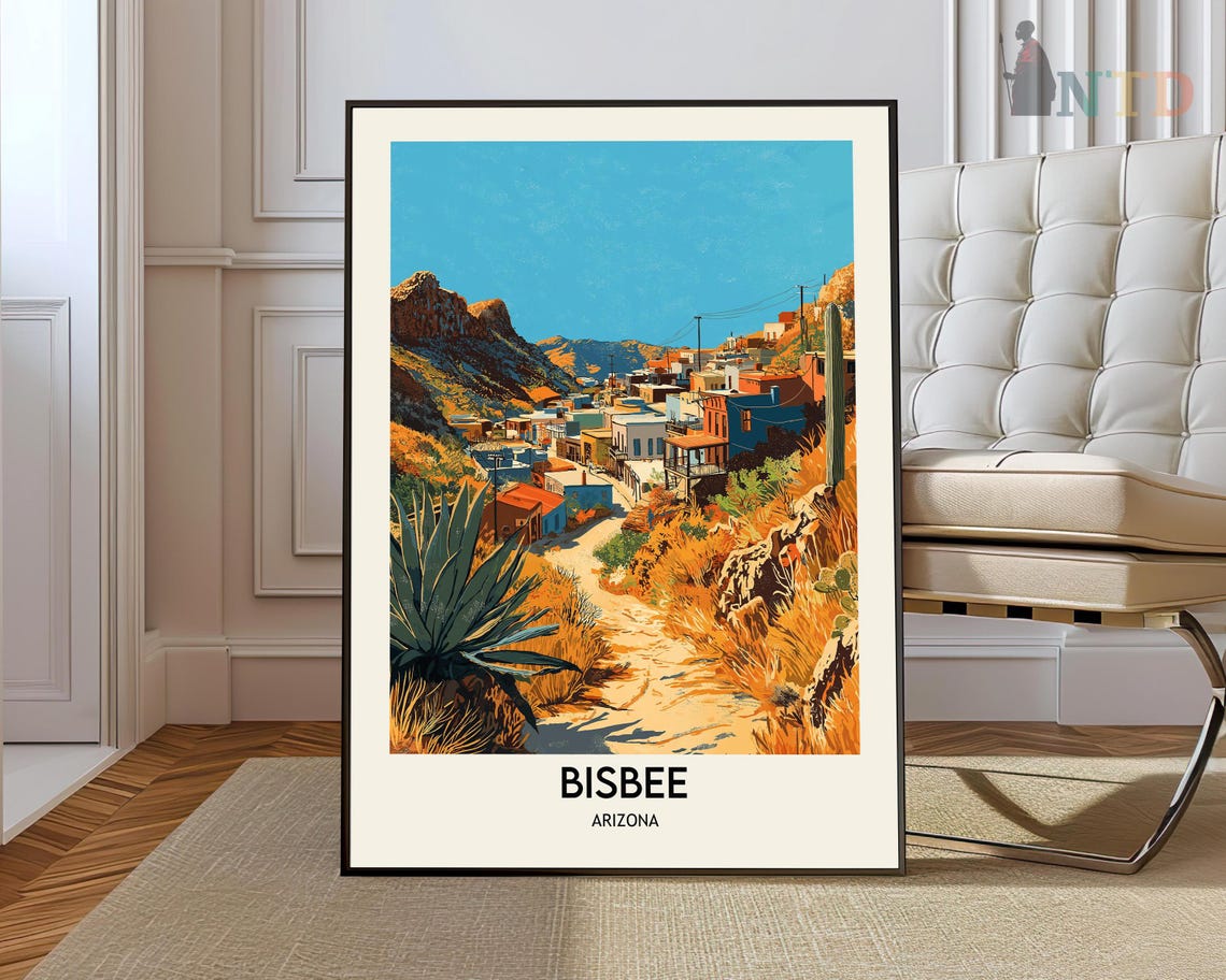 Bisbee Arizona Desert Mining Town Canyon Vintage Travel Poster