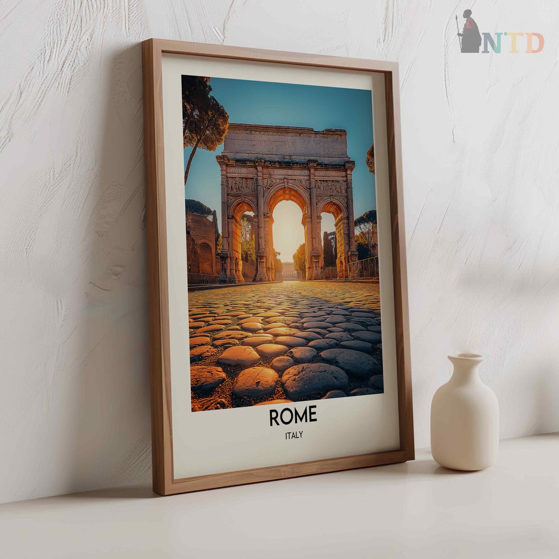 Rome Italy Arch of Constantine Sunrise Cobblestone Street Glow Poster - Image 2