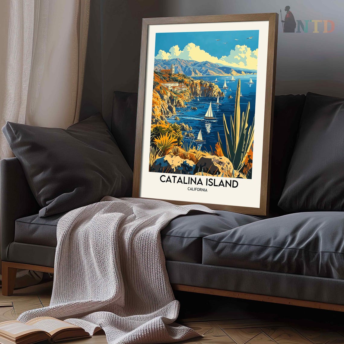 Catalina Island California Avalon Bay Sailboats Cliffs Poster - Image 3