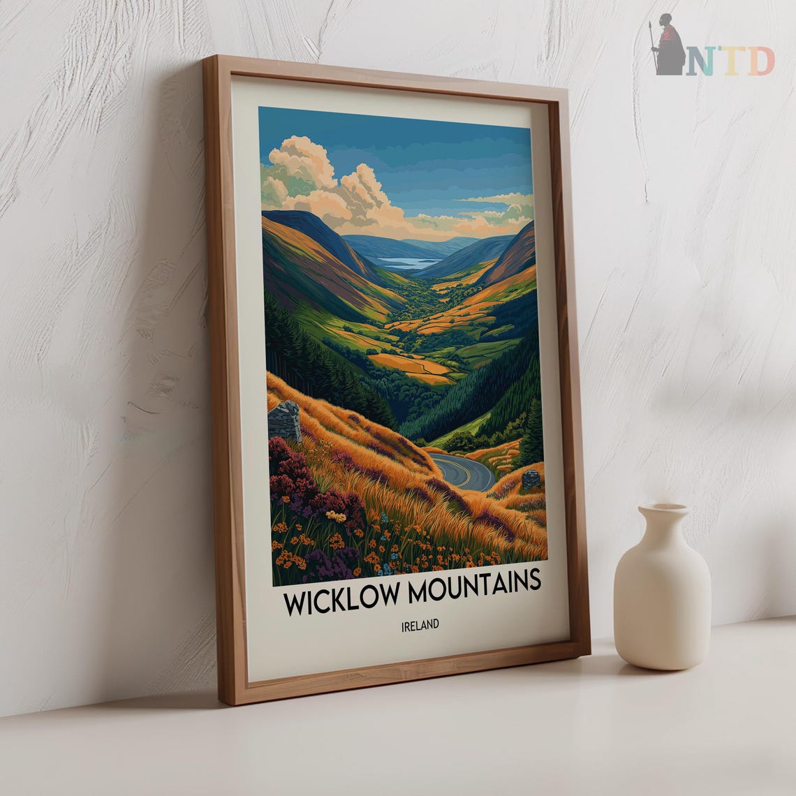 Wicklow Mountains Ireland Golden Valley Road Vintage Travel Poster - Image 2