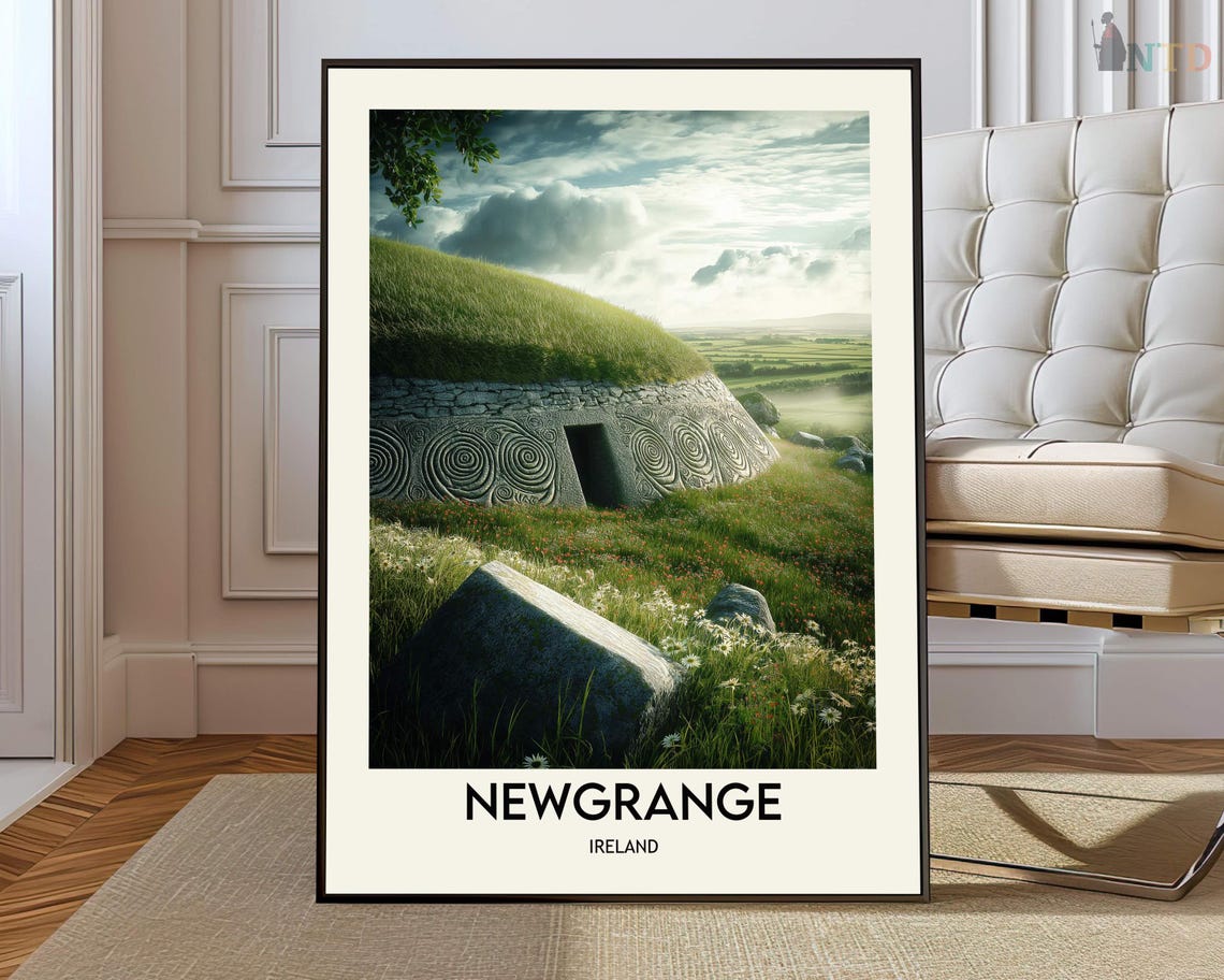 Newgrange Ireland Ancient Passage Tomb Illustrated Travel Poster