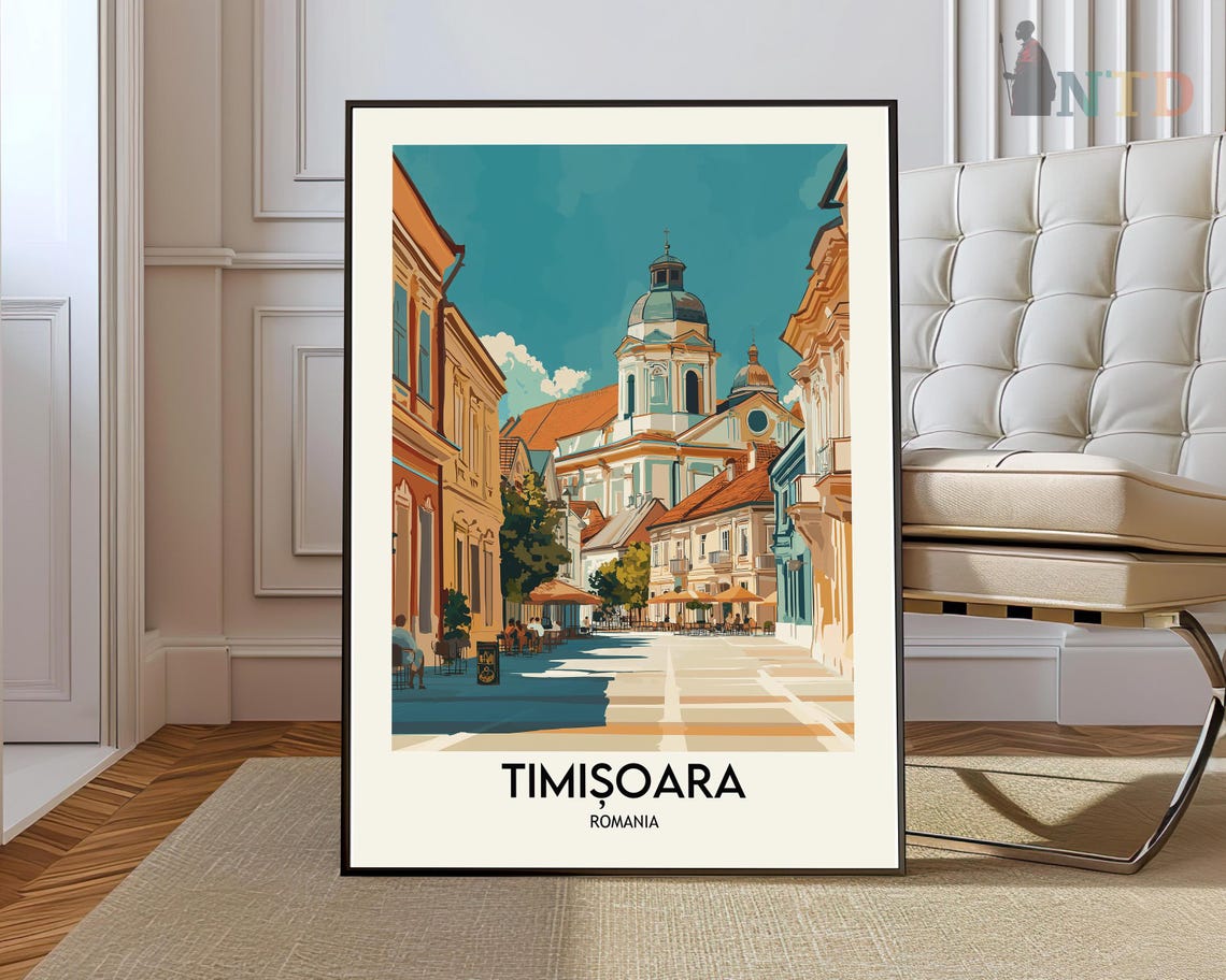 Timișoara Romania Union Square Cathedral Baroque Cityscape Poster