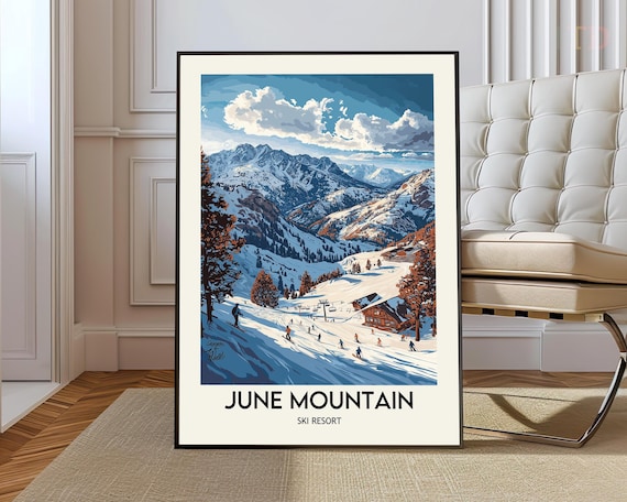 June Mountain Ski Resort Travel Poster, Wall Art Print